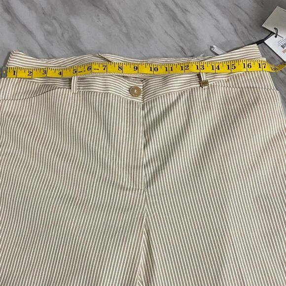 Calvin Klein NWT Tan Pinstripe Cropped Pants Size 12 with Belt - Picture 10 of 14
